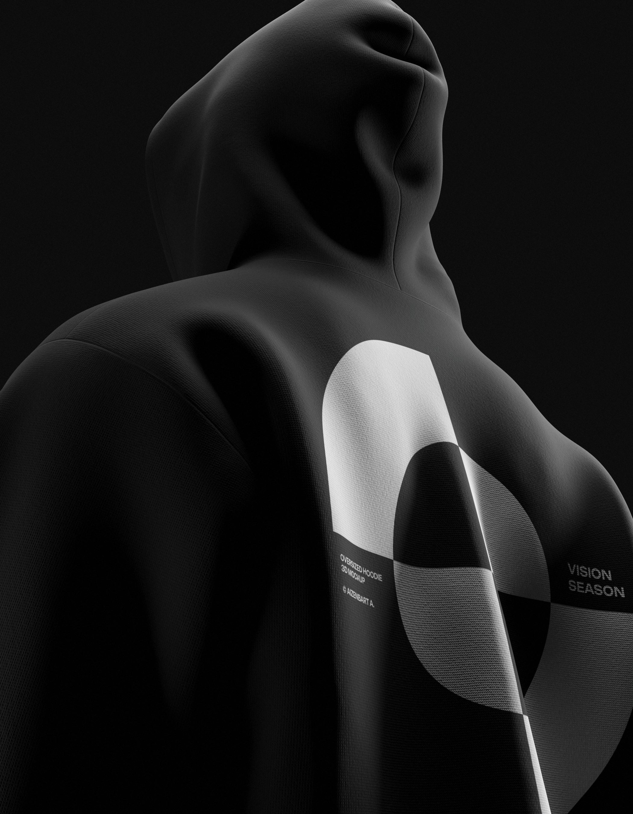 3D Oversized Boxy Hoodie Mockup v2