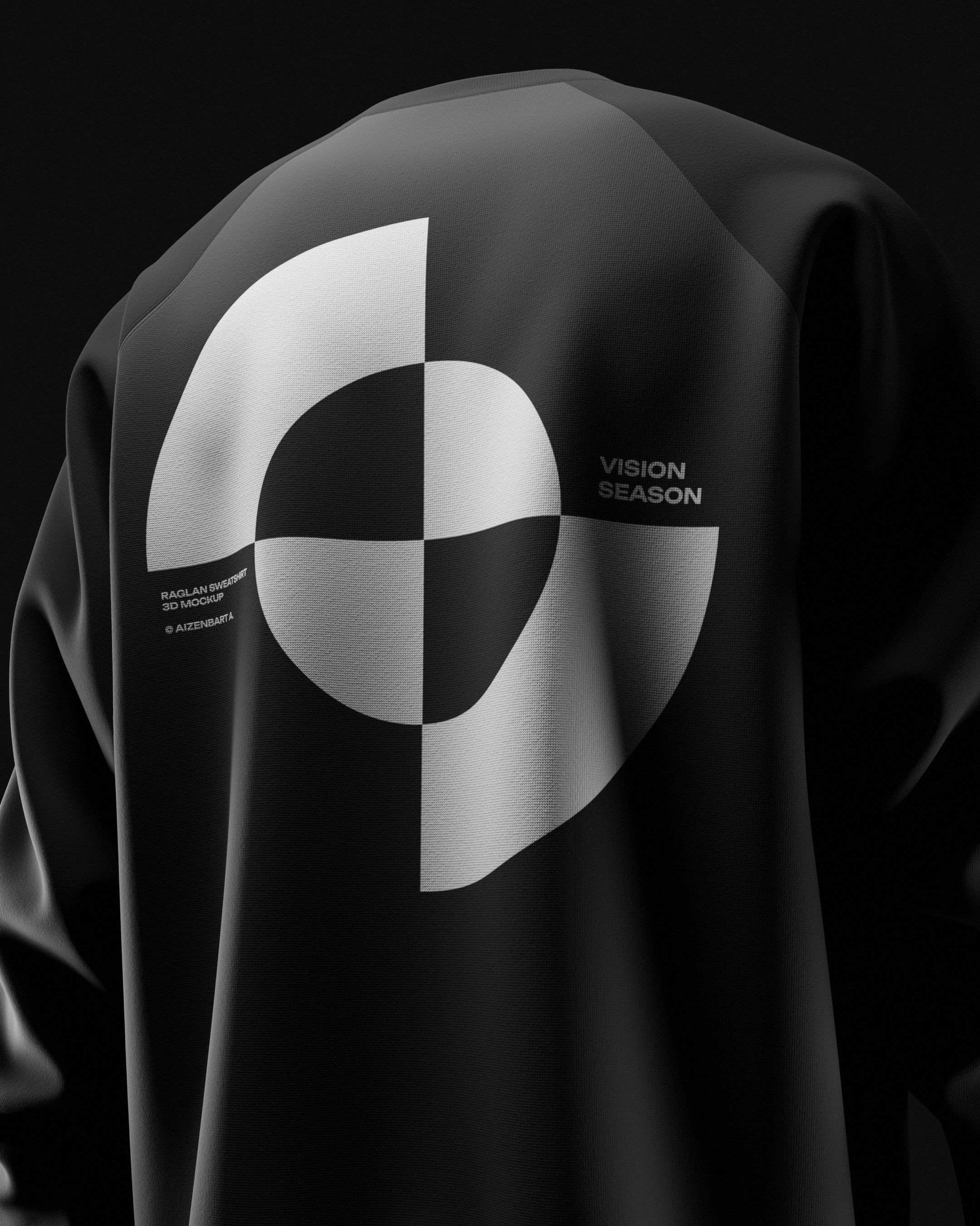 3D Raglan Sweatshirt Mockup